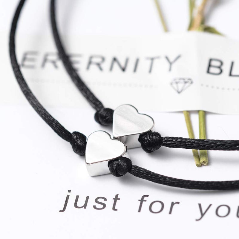MANVEN Best Friend Bracelet Gifts for Women Best Friend Matching Heart Bracelets for 2 Pinky Promise String Bff Friendship Bracelets for 2 Women Men Wish Teens Couple (Ver.2) - Image 3
